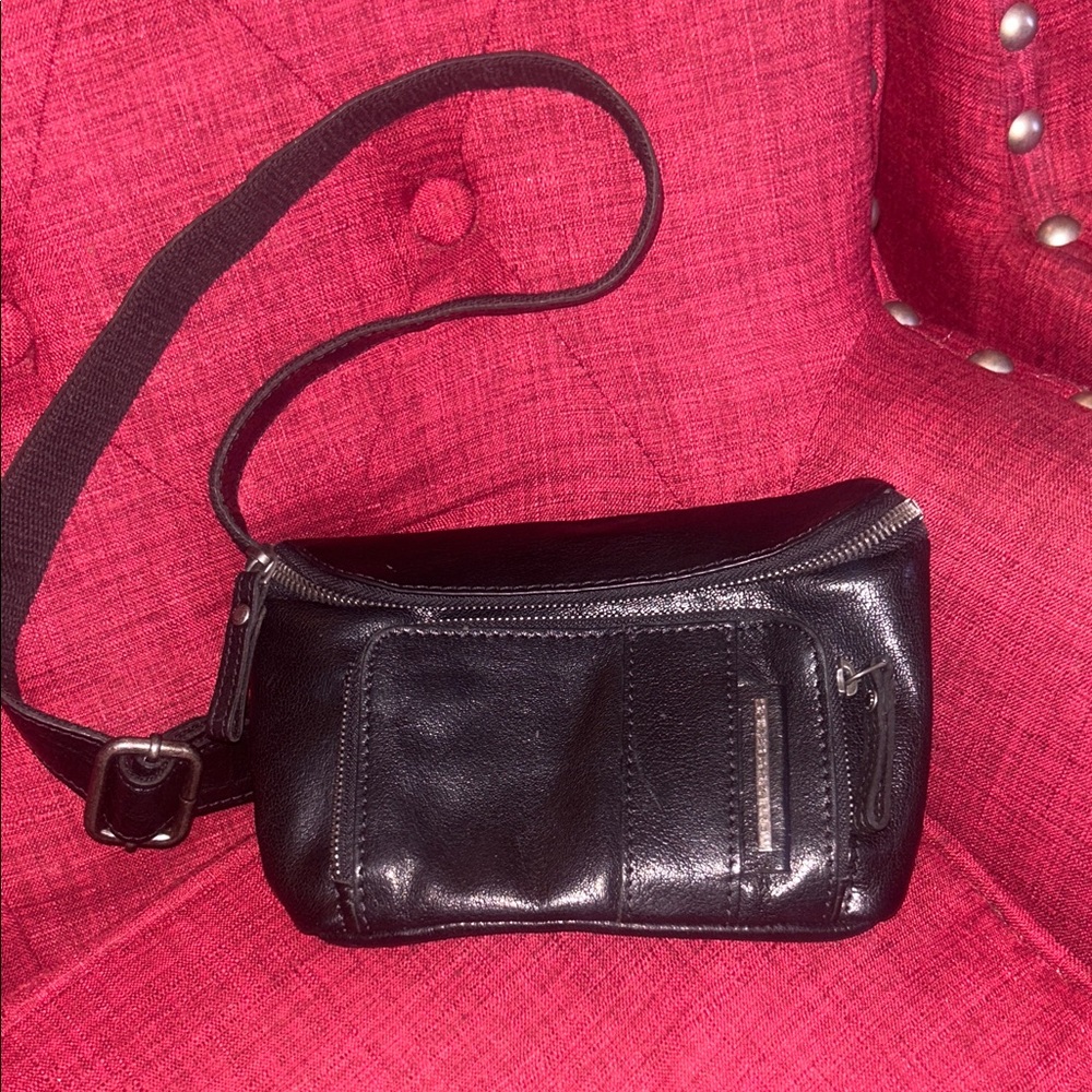 Spikes & Sparrow Black Leather Beltbag